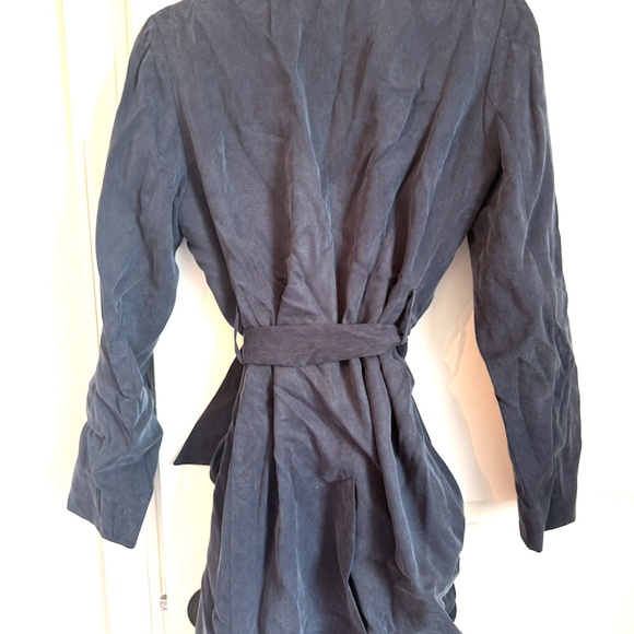 Club Monaco Frederrika Scalloped Navy Blue Trench Coat. Size Medium - Picture 2 of 10